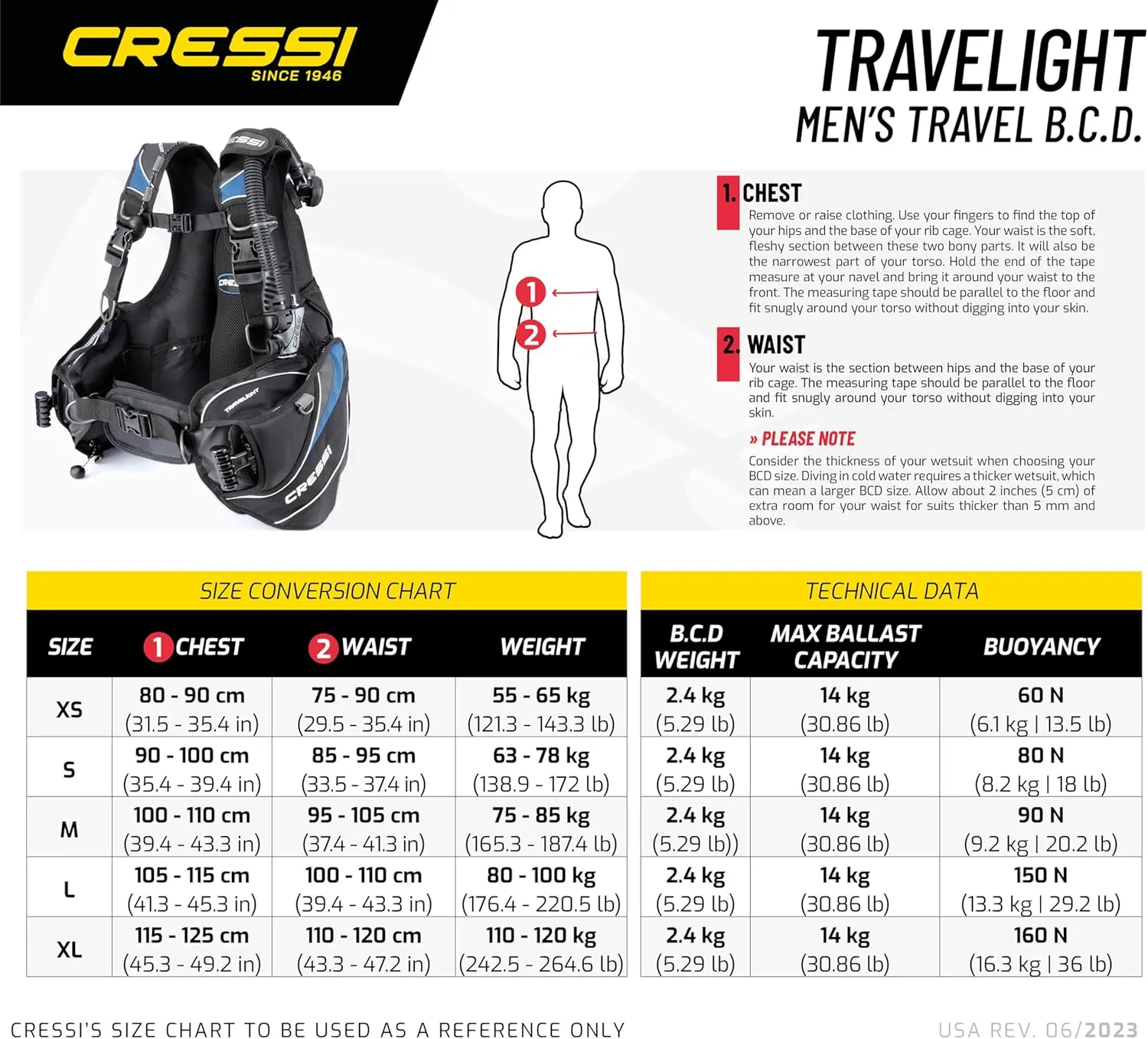 Cressi Travelight 15 LBS Scuba Diving Package Carry On Reg Dive Computer GupG Reg Bag and Kraken Dive Torch