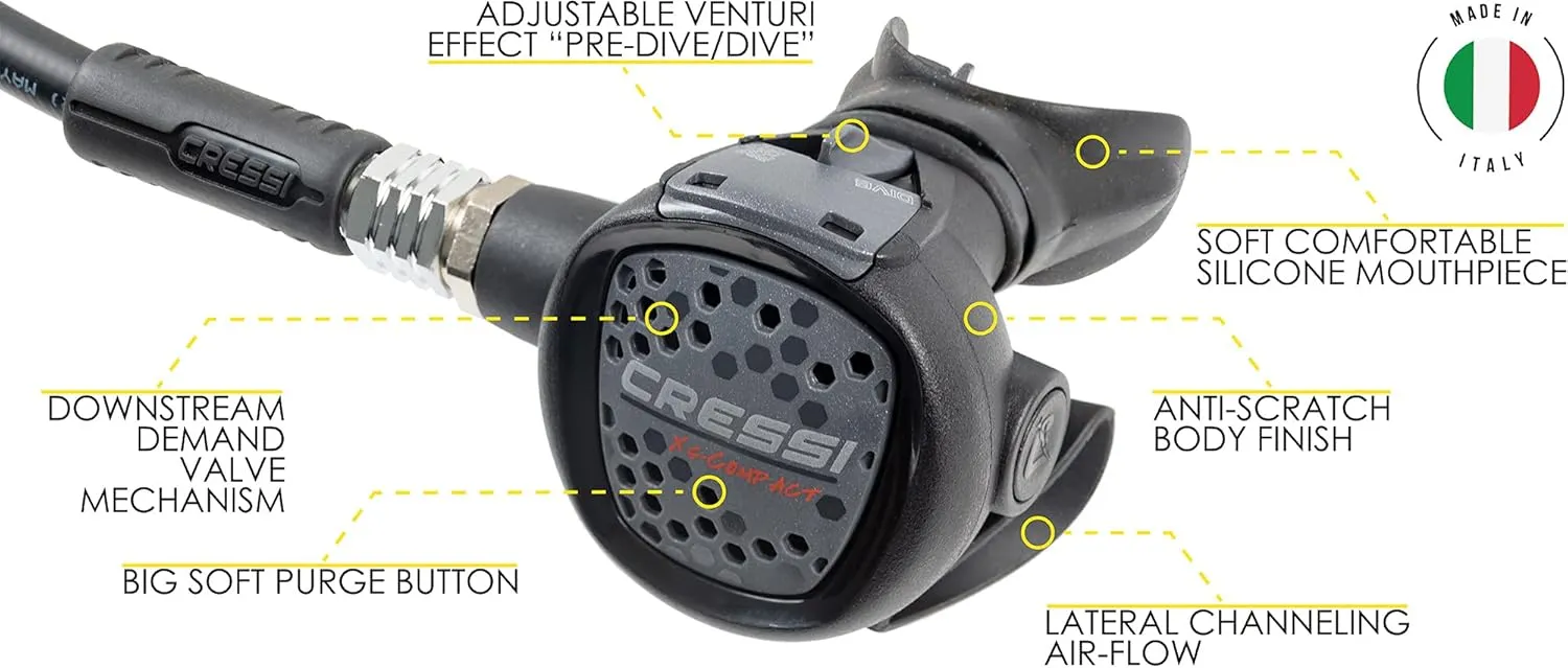 Cressi Travelight 15 LBS Scuba Diving Package Carry On Reg Dive Computer GupG Reg Bag and Kraken Dive Torch