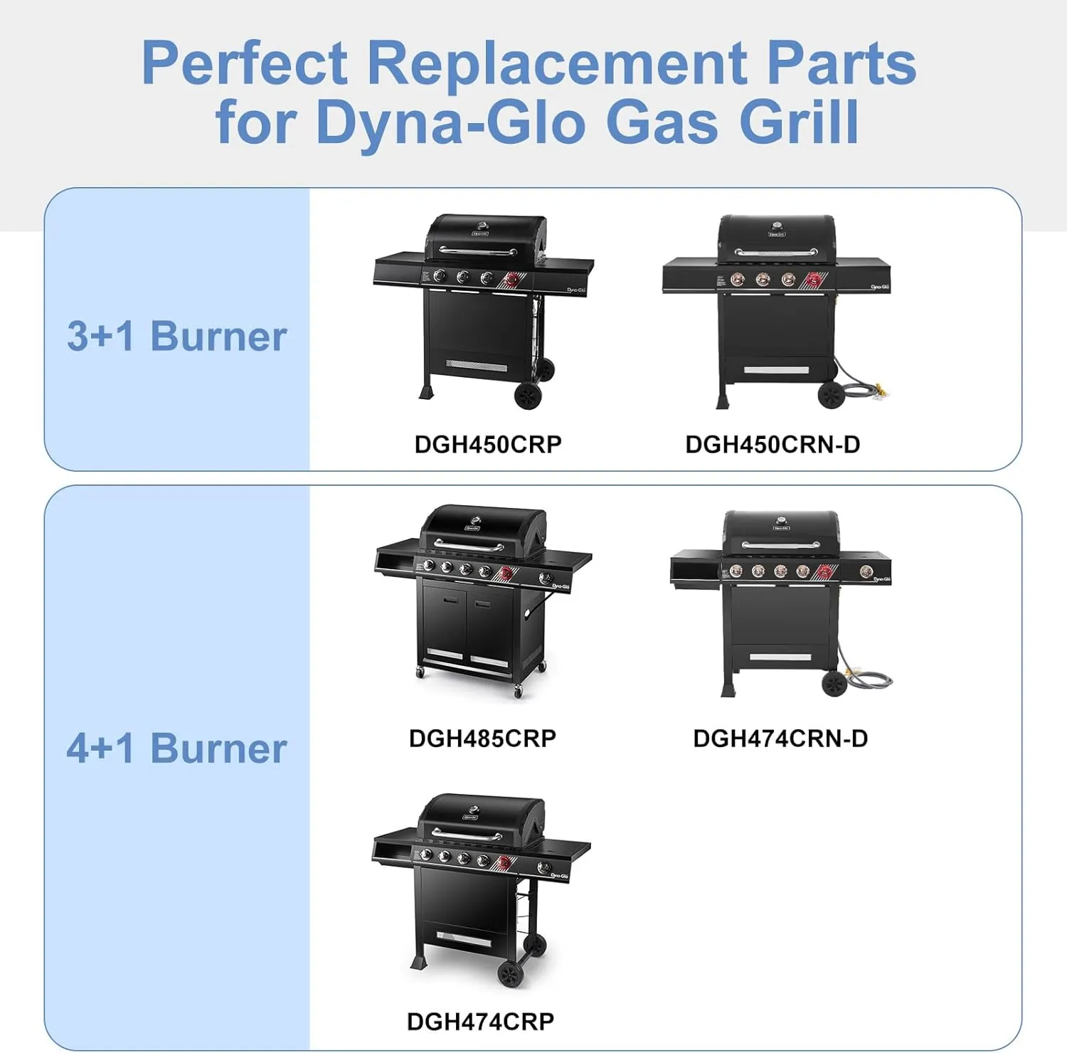 Criditpid Grill Replacement Parts for Dyna-Glo DGH450CRP, Porcelain Steel Grill Heat Plate & Stainless Steel Burner Tube for Dyna-Glo 4 Burner Grill.