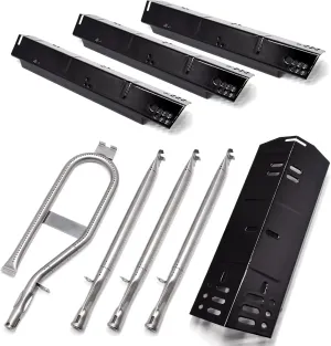 Criditpid Grill Replacement Parts for Dyna-Glo DGH450CRP, Porcelain Steel Grill Heat Plate & Stainless Steel Burner Tube for Dyna-Glo 4 Burner Grill.