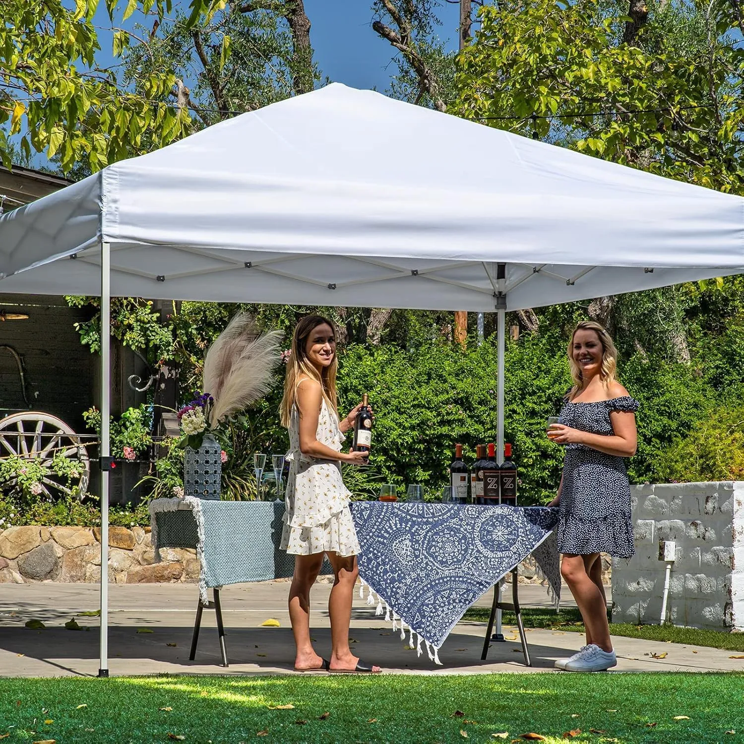 CROWN SHADES 10x10 Pop up Canopy Instant Commercial Canopy Including 1 Removable Sidewall, 2 Crossbars, 4 Ropes, 8 Stakes, 4 Weight Bags, STO 'N Go Bag, White