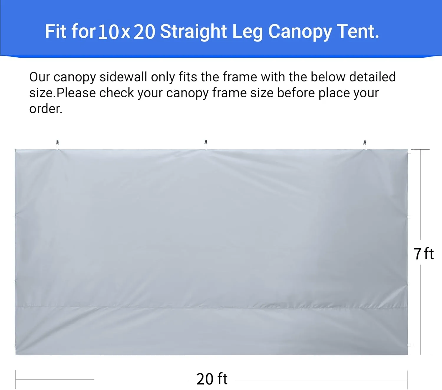 CROWN SHADES 10x20 Canopy Sidewalls (4pck) - Replacement Walls for 10x20 Gazebo, Event Shelter Accessories - White