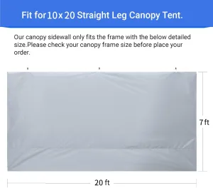 CROWN SHADES 10x20 Canopy Sidewalls (4pck) - Replacement Walls for 10x20 Gazebo, Event Shelter Accessories - White