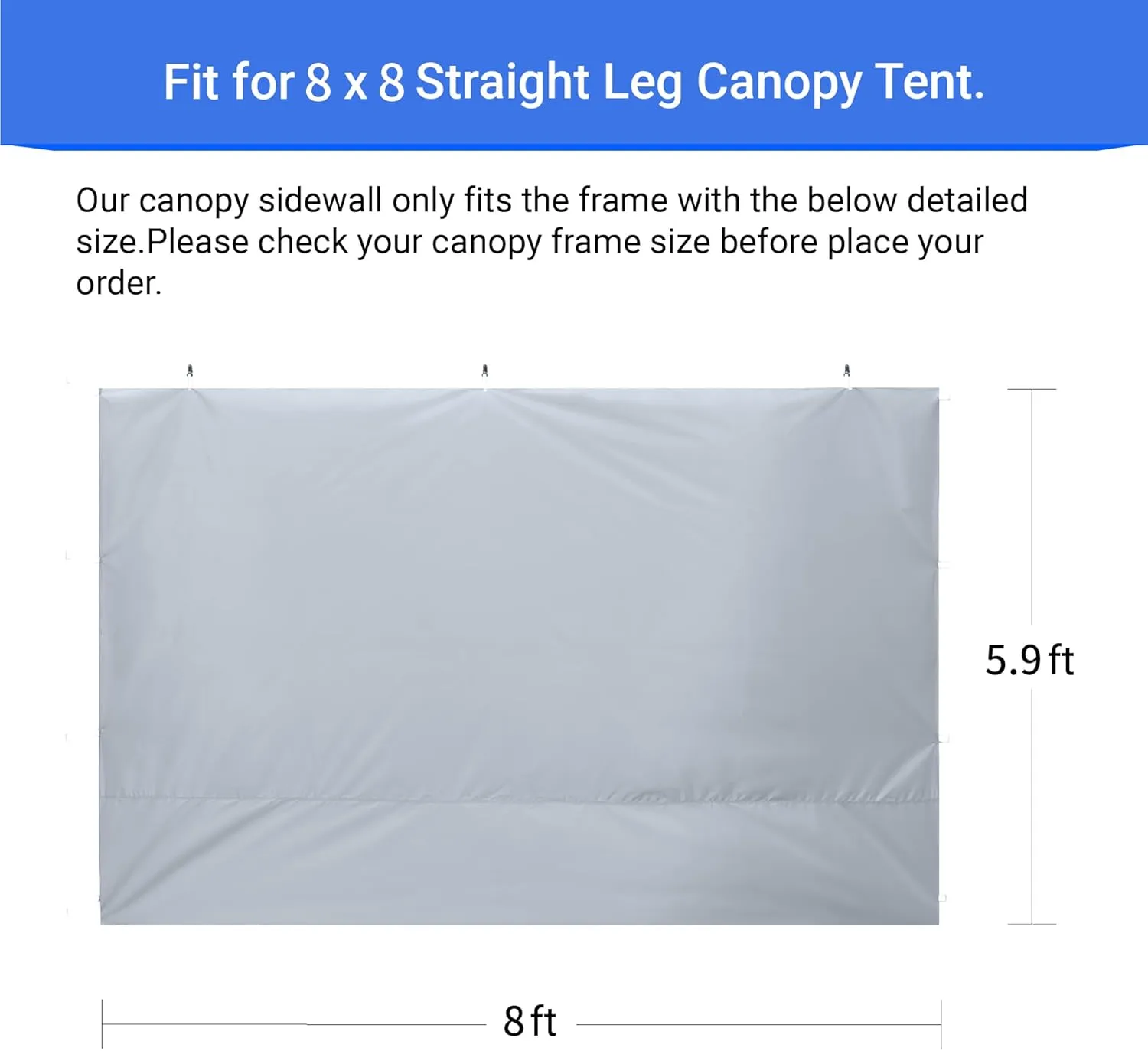 CROWN SHADES 8x8 Canopy Sidewalls (4pck) - Replacement Walls for 8x8 Gazebo, Event Shelter Accessories - White