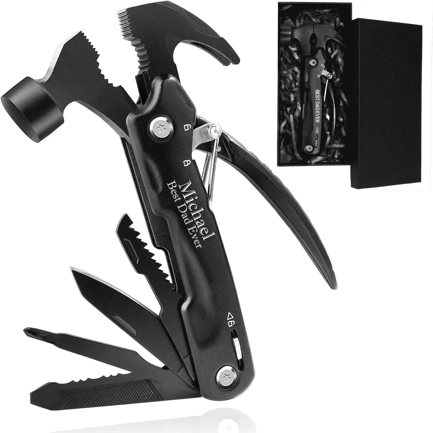 Custom Gifts For Men, Hammer Multi Tool 12 In 1, Camping Gear Survival Gadgets, Dad, Husband, Boyfriend, Grandpa, Grandson, Uncle, Brother, Groomsman, Anniversary Father's Day Birthday Valentines Gift