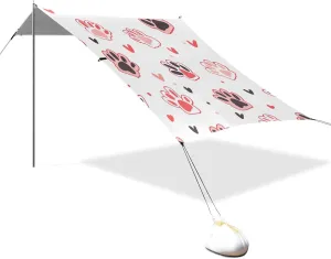 Cute Cat Paws Designed UPF50  Protection Foldable Beach Cabana Lightweight Outdoor Sun Shade with Sandbags and Shovel for Camping, Picnics, Backyard sombrillas para Playa