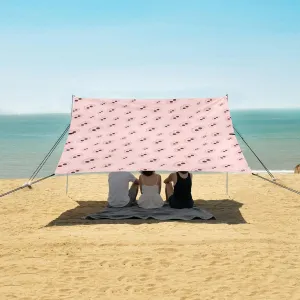 Cute Pig Nose Pattern Beach Canopy Tent Anti-UV & Wind Resistant, Camping Sun Shelter Easy Setup Portable,Outdoor Shade Tents with Sandbags,Sand Shovels,Ground Pegs & Stability Poles