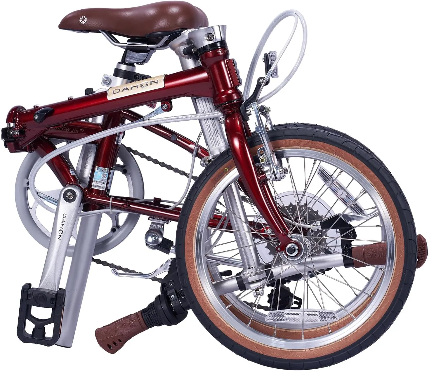Dahon Boardwalk D7 Folding Bike for Adults, 16" Vintage Bicycles with 7-Speed & V Brake, Lightweight Aluminum Frame, Foldable Commuter Bike for Urban