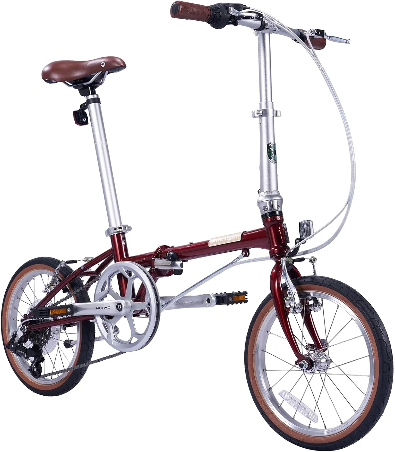 Dahon Boardwalk D7 Folding Bike for Adults, 16" Vintage Bicycles with 7-Speed & V Brake, Lightweight Aluminum Frame, Foldable Commuter Bike for Urban