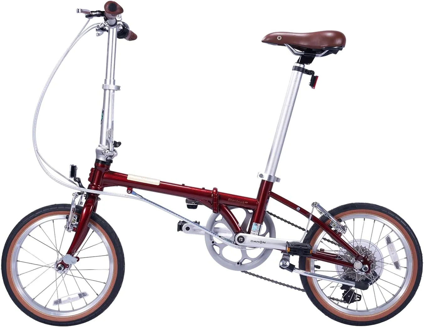 Dahon Boardwalk D7 Folding Bike for Adults, 16" Vintage Bicycles with 7-Speed & V Brake, Lightweight Aluminum Frame, Foldable Commuter Bike for Urban