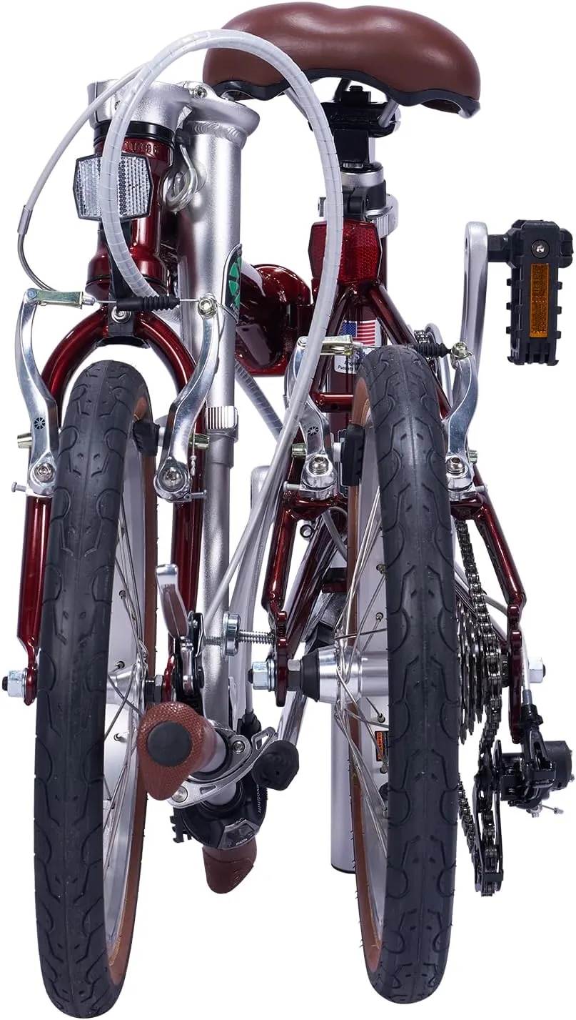 Dahon Boardwalk D7 Folding Bike for Adults, 16" Vintage Bicycles with 7-Speed & V Brake, Lightweight Aluminum Frame, Foldable Commuter Bike for Urban