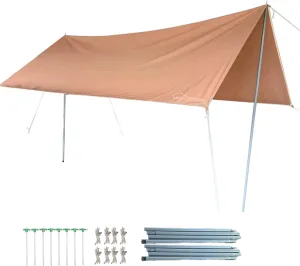 DANCHEL OUTDOOR Waterproof Bell Tent Awning, 4 Season Camping Tarp – Portable Canopy Cover with Poles, Lightweight Glamping Accessories, Rectangle/Arch
