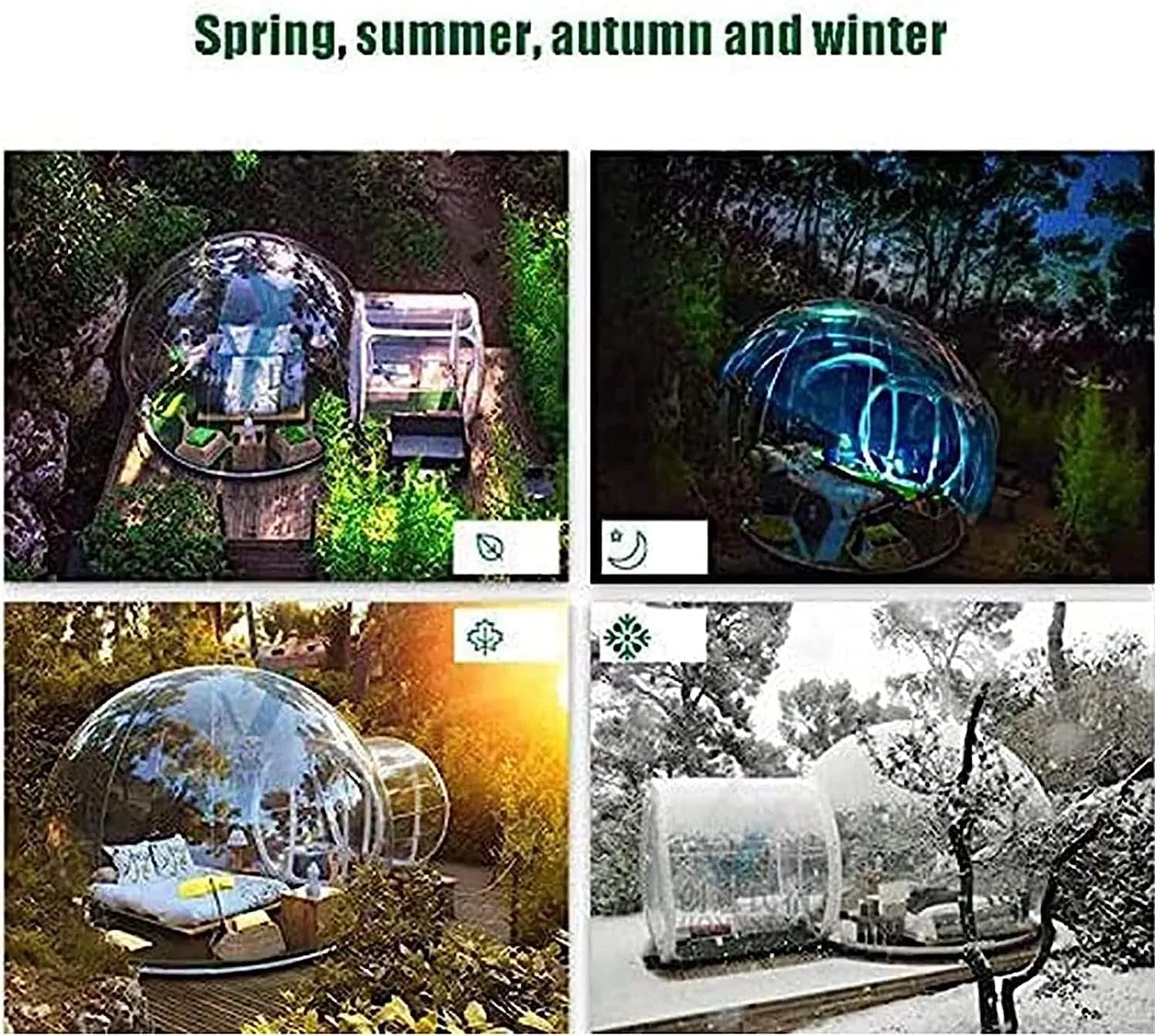 DARZYS Inflatable Bubble Balloon House, Outdoor Camping Dome Single Tunnel/Windproof and Rainproof Transparent Bubble House/Scenic Hotel(400cm)