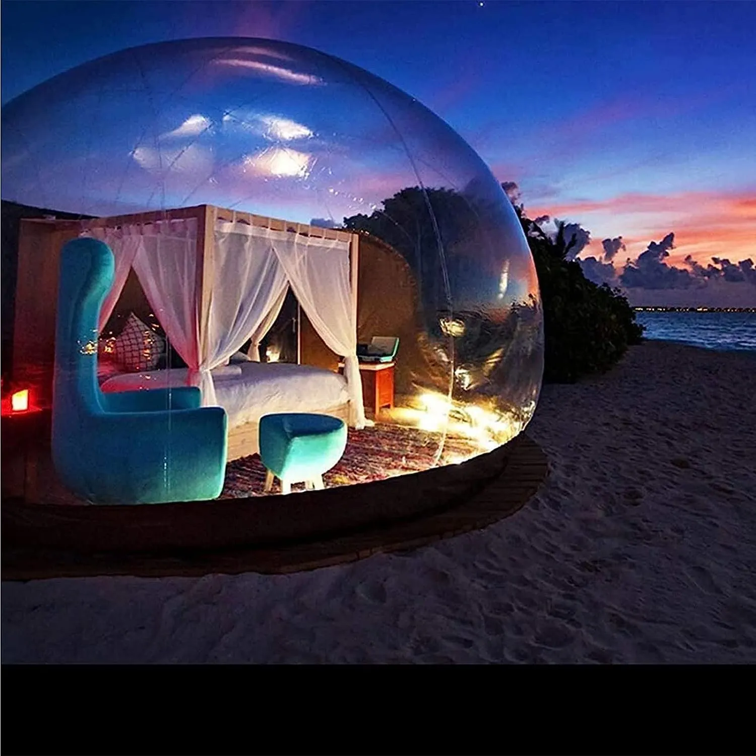 DARZYS Inflatable Bubble Balloon House, Outdoor Camping Dome Single Tunnel/Windproof and Rainproof Transparent Bubble House/Scenic Hotel(400cm)