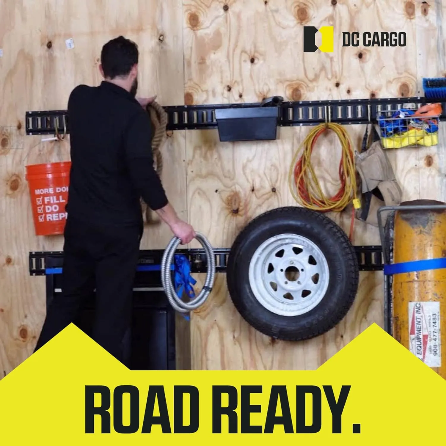 DC Cargo Mall E Track Tool Hanger Accessories 6.5" Deep (2 Pack) - Garage Wall Mount, Truck, Enclosed Trailer, Storage ETrack System Hooks - Hook Storage System for Tools, Ladder, Shovel