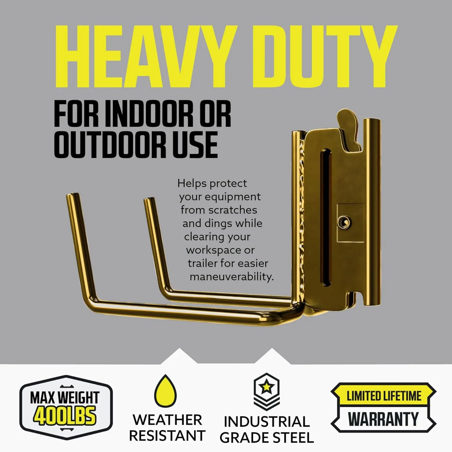 DC Cargo Mall E Track Tool Hanger Accessories 6.5" Deep (2 Pack) - Garage Wall Mount, Truck, Enclosed Trailer, Storage ETrack System Hooks - Hook Storage System for Tools, Ladder, Shovel