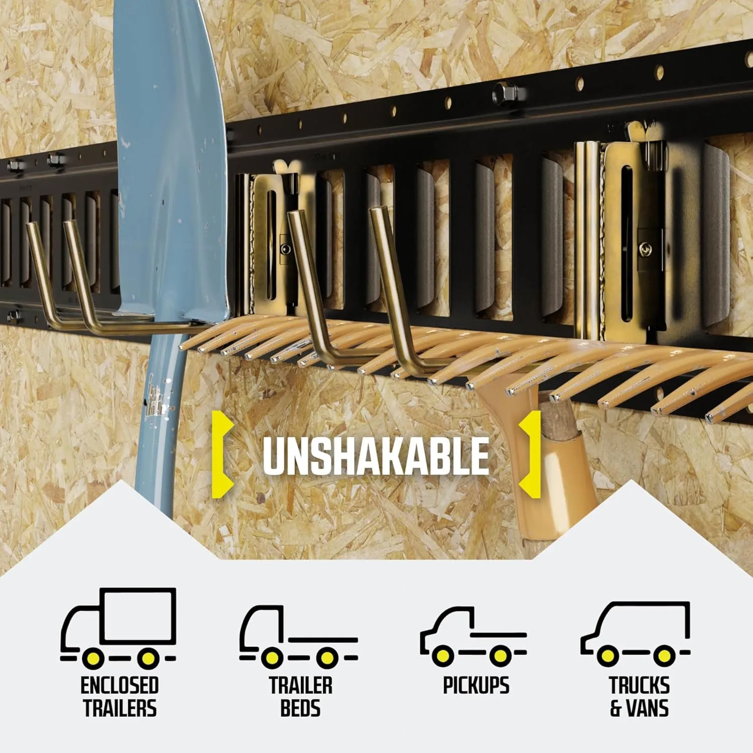 DC Cargo Mall E Track Tool Hanger Accessories 6.5" Deep (2 Pack) - Garage Wall Mount, Truck, Enclosed Trailer, Storage ETrack System Hooks - Hook Storage System for Tools, Ladder, Shovel