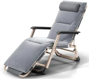 Deck Chair Recliners Folding Recliner Portable Reclining Sun Lounger Outdoor Camping Chair-Grey Pearl Pad-Gray   Crystal Pad