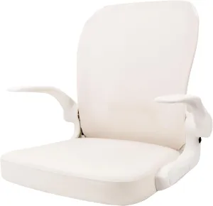 Deckpro Foldable Boat Seat，Ergonomic Low Back Fishing Seat with Flip-Up Armrests，4 Mounting Screws Included（White）