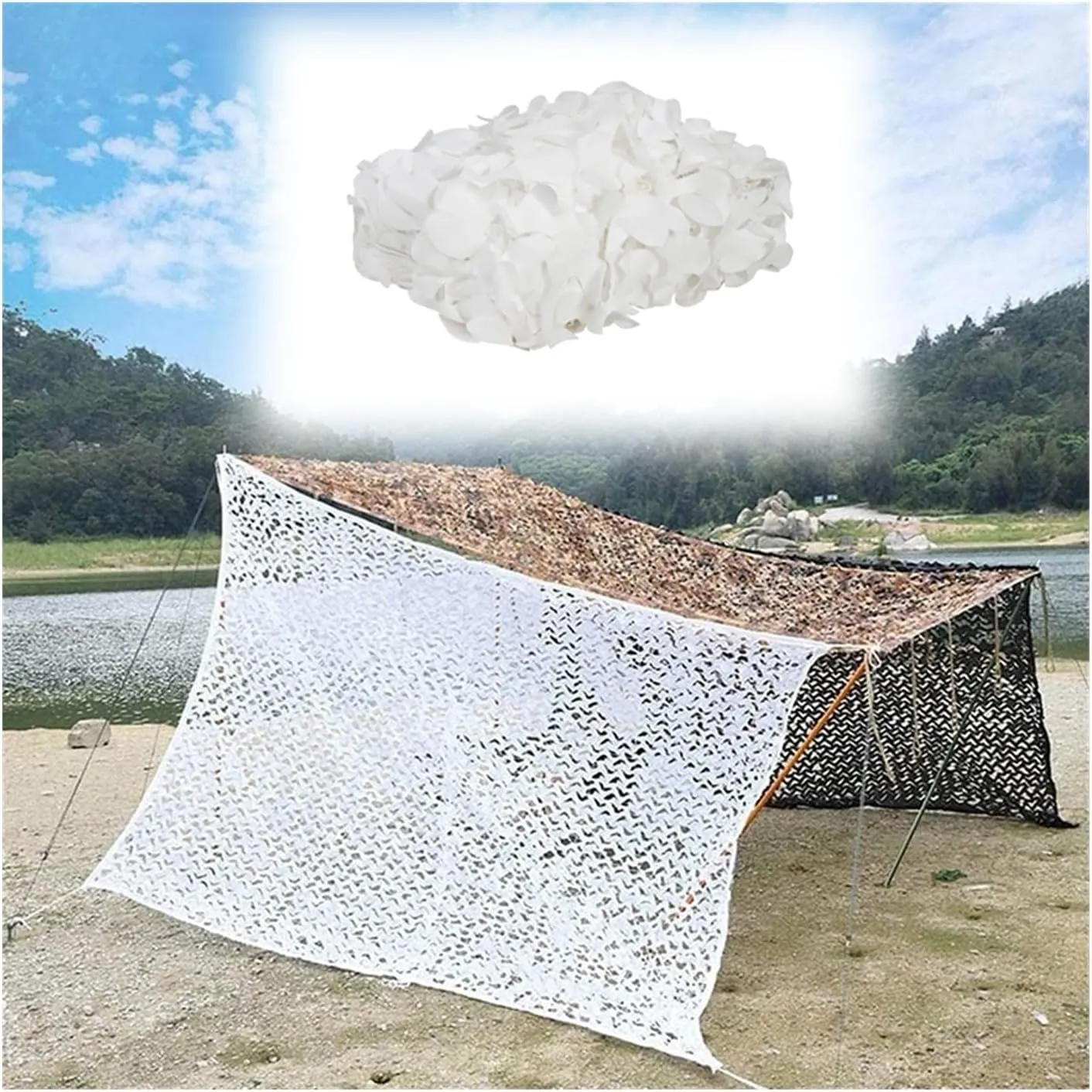 Decorative Camouflage Net UV Block Shade Netting Net, Camo Netting For Hunting Blind Sunshade Camping Watching Hide Airsoft Shooting Military Theme Party Decorations Privacy Fence Screen(3*7.0m/9.8*23