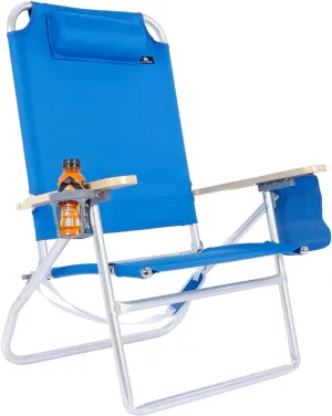 Deluxe XL Tall 13.5 Inches Mid-Height Seat Beach Chair for Adults Heavy Duty, Aluminum Frame, Wide Plus Size, 300 lb Capacity