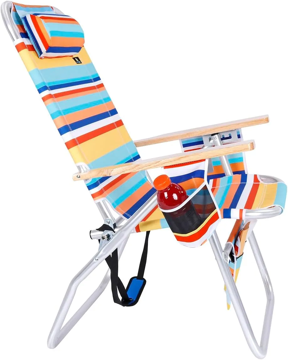 Deluxe XL Tall 17 Inches High Seat Beach Chair for Adults Heavy Duty, Aluminum Frame, Wide Plus Size, 300 lb Capacity