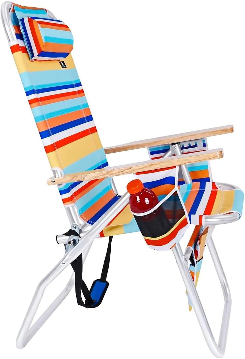 Deluxe XL Tall 17 Inches High Seat Beach Chair for Adults Heavy Duty, Aluminum Frame, Wide Plus Size, 300 lb Capacity