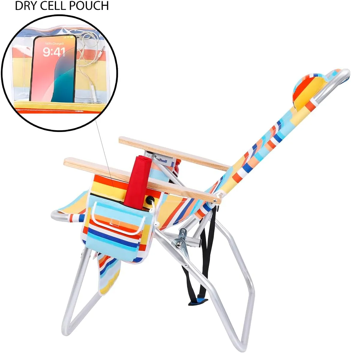Deluxe XL Tall 17 Inches High Seat Beach Chair for Adults Heavy Duty, Aluminum Frame, Wide Plus Size, 300 lb Capacity