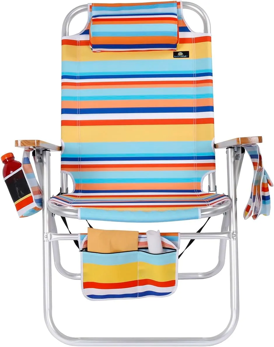 Deluxe XL Tall 17 Inches High Seat Beach Chair for Adults Heavy Duty, Aluminum Frame, Wide Plus Size, 300 lb Capacity