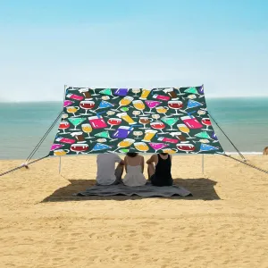 Different Types Cocktail Glasses Beach Canopy Tent Anti-UV & Wind Resistant, Camping Sun Shelter Easy Setup Portable,Outdoor Shade Tents with Sandbags,Sand Shovels,Ground Pegs & Stability Poles