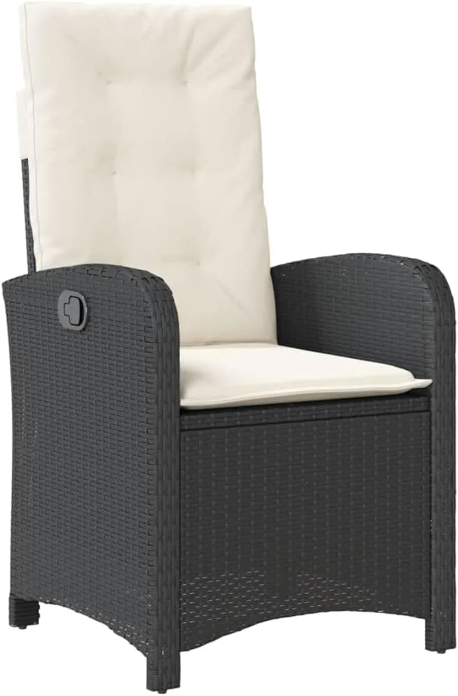 Dinning Chairs Beach Chair Camping Chairs Dining Room Chairs - Reclining Patio Chair with Cushions Black Poly Rattan for Campsites Outside Beaches Terrace
