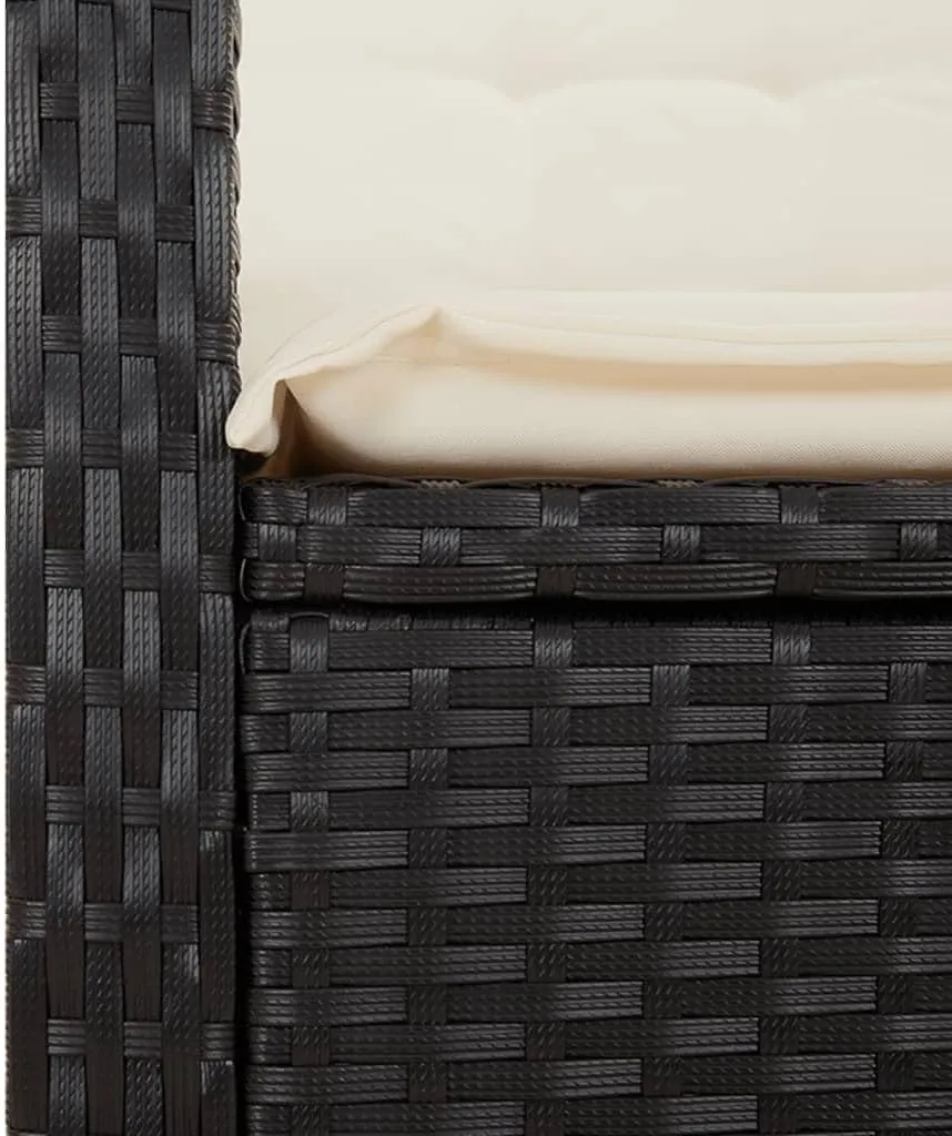Dinning Chairs Beach Chair Camping Chairs Dining Room Chairs - Reclining Patio Chair with Cushions Black Poly Rattan for Campsites Outside Beaches Terrace