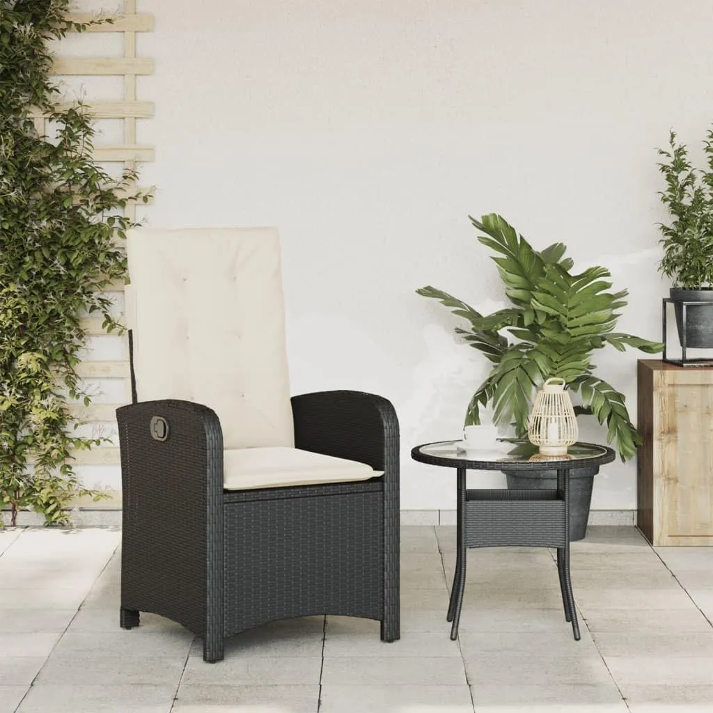 Dinning Chairs Beach Chair Camping Chairs Dining Room Chairs - Reclining Patio Chair with Cushions Black Poly Rattan for Campsites Outside Beaches Terrace