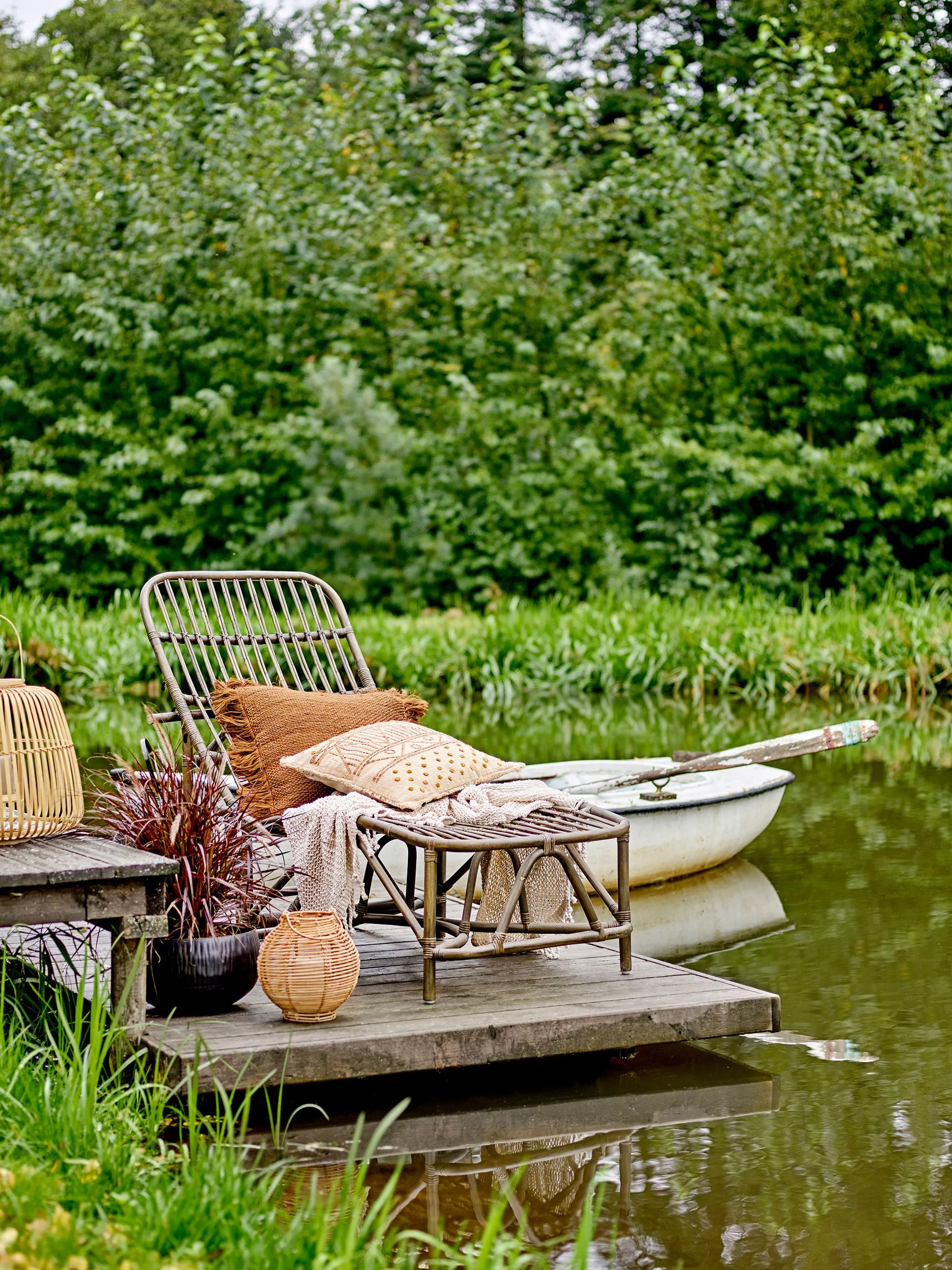 Dione Deck Chair, Brown, Rattan