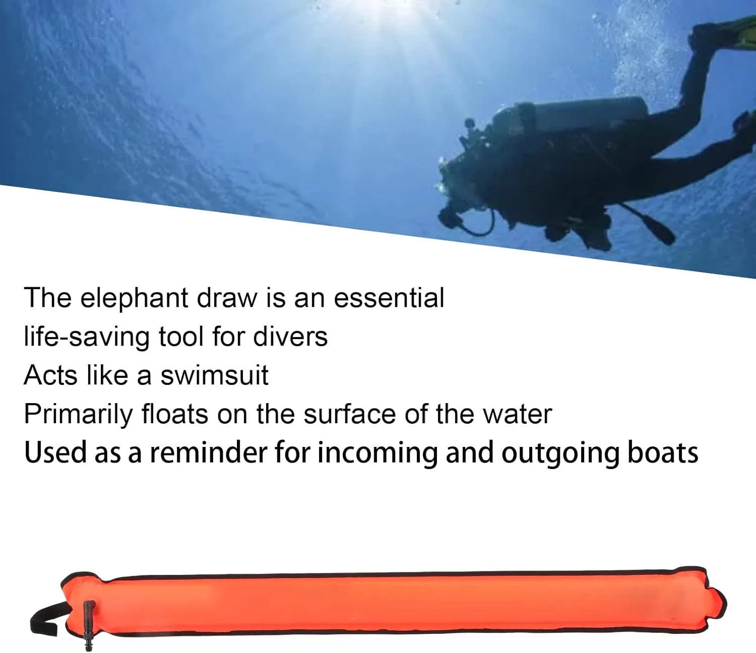 Diving Buoy, Diving Surface Marker Buoy Nylon Diving Inflatable Buoy Safety Signal Tube Reflective Scuba Buoy with Mouth Valve