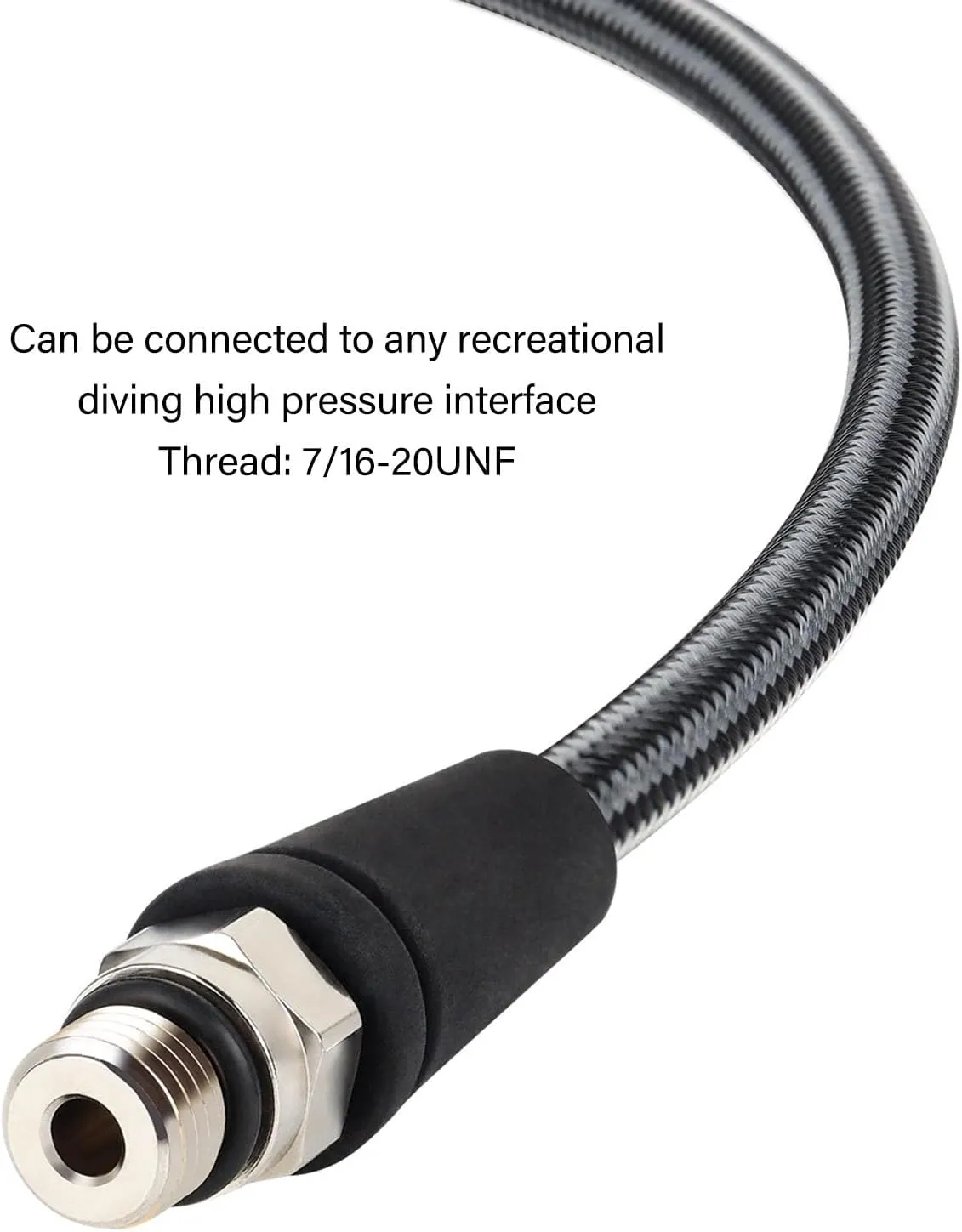 Diving High Pressure Regulator Hose,Carbon Fiber Woven,Flexible, Diving,Professional Hose,for All Diving Activities (65CM)