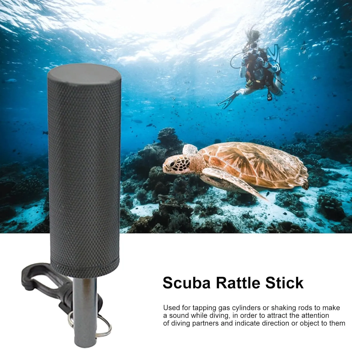 Diving Pointer - Scuba Rattle Stick | Clip Aluminum Alloy Underwater Shaker | Underwater Diving Stick | Noise Maker Signal Bell Diving Stick Underwater Communication Device for Diving Scuba