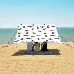 Doberman Yoga Dogs Poses Beach Canopy Tent Anti-UV & Wind Resistant, Dog Paw Camping Sun Shelter Easy Setup Portable,Outdoor Shade Tents with Sandbags,Sand Shovels,Ground Pegs & Stability Poles