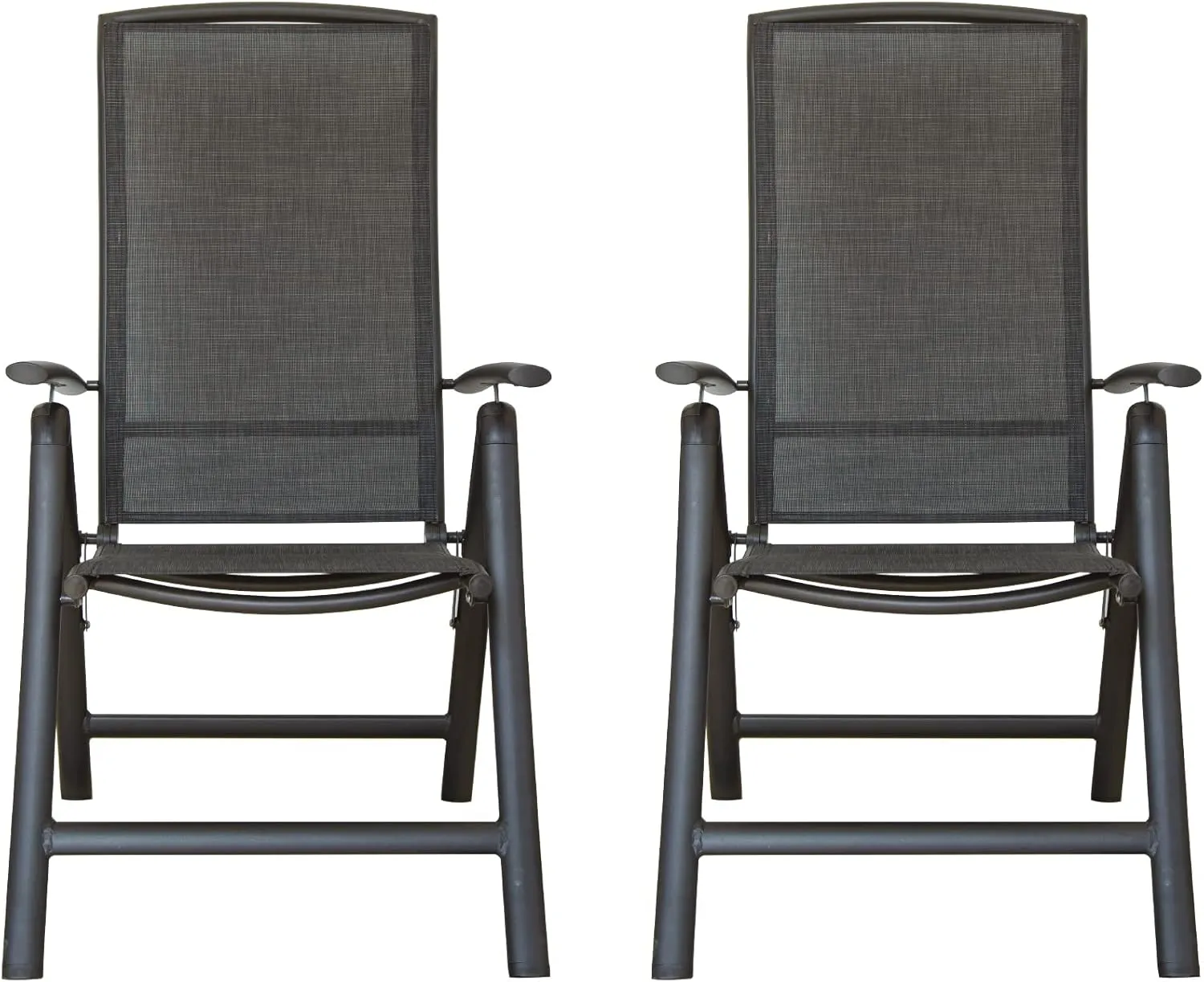 Domi Folding Patio Chairs Set of 2, Aluminium Frame Reclining Sling Lawn Chairs with Adjustable High Backrest, Patio Dining Chairs for Outdoor, Camping,Porch,Balcony(Textilene Fabric)