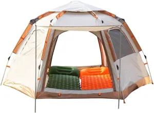 Double Layer Camping Tent for 4-6 People, Easy Setup Outdoor Family Tent for Hiking, Beach, Picnic & Recreation (280x240x158cm)