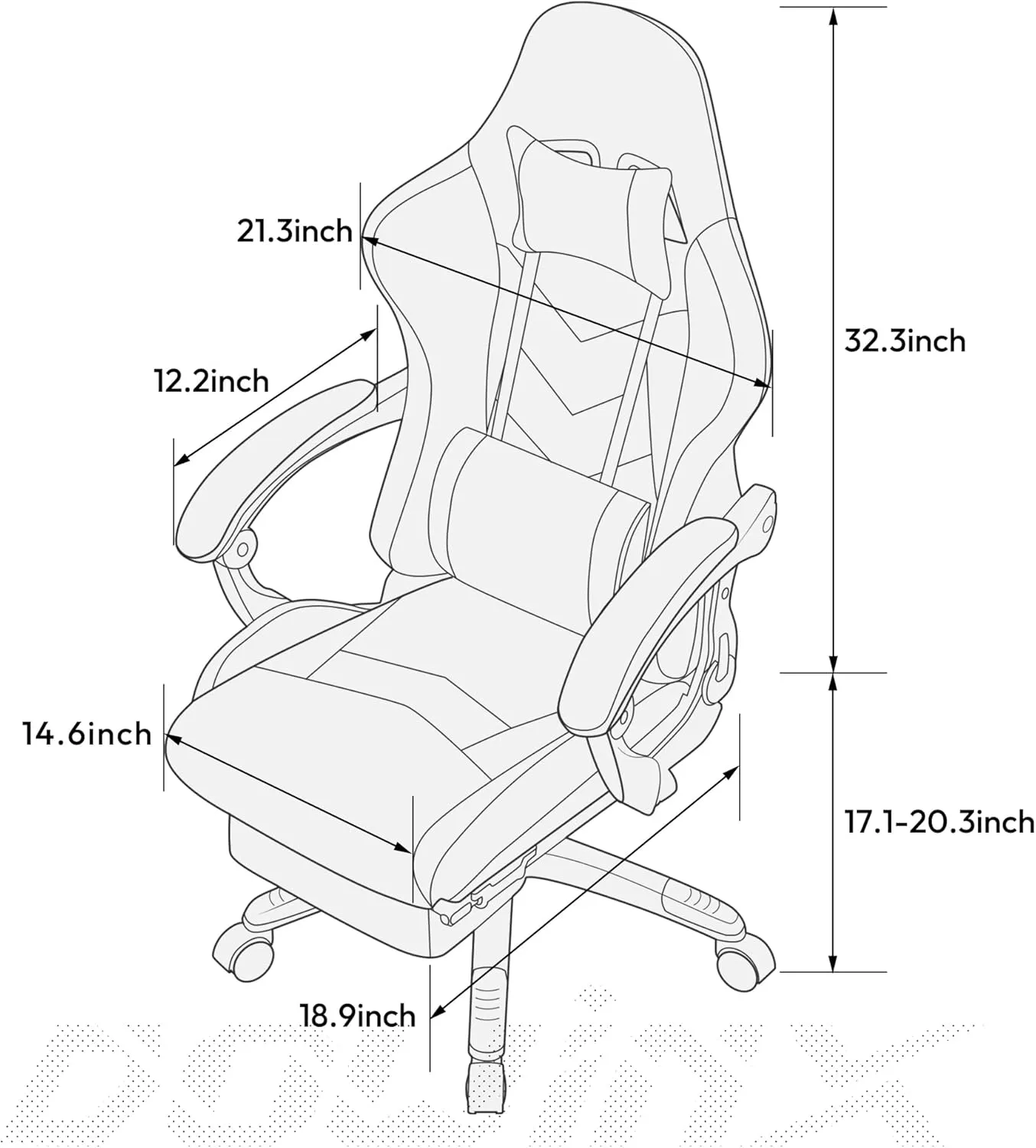 Dowinx Gaming Chair Ergonomic Racing Style Recliner with Massage Lumbar Support, Office Armchair for Computer PU Leather E-Sports Gamer Chairs with Footrest, Black