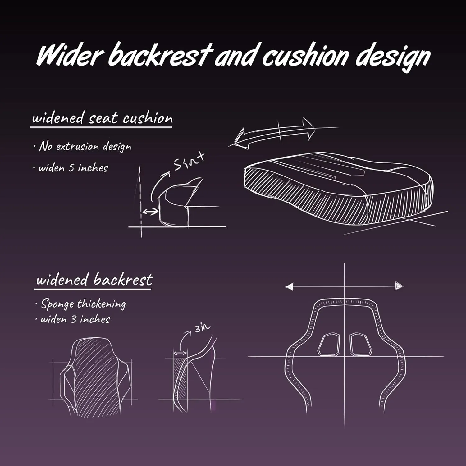 Dowinx Gaming Chair with Pocket Spring Cushion, Ergonomic Computer Chair High Back, Reclining Game Chair Pu Leather 350LBS, Purple