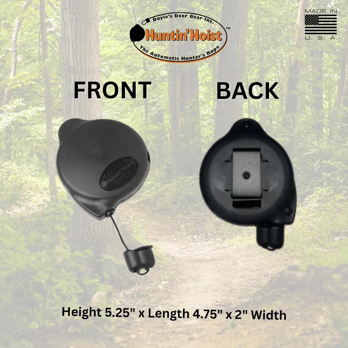 Doyle’s Deer Gear Huntin Hoist | Retractable Bow Hoist for Deer Hunting | Ascending Accessory for Saddle hunting and Elevated Tree Stands and Deer Blinds | 30 Feet of Retracting Braided Rope