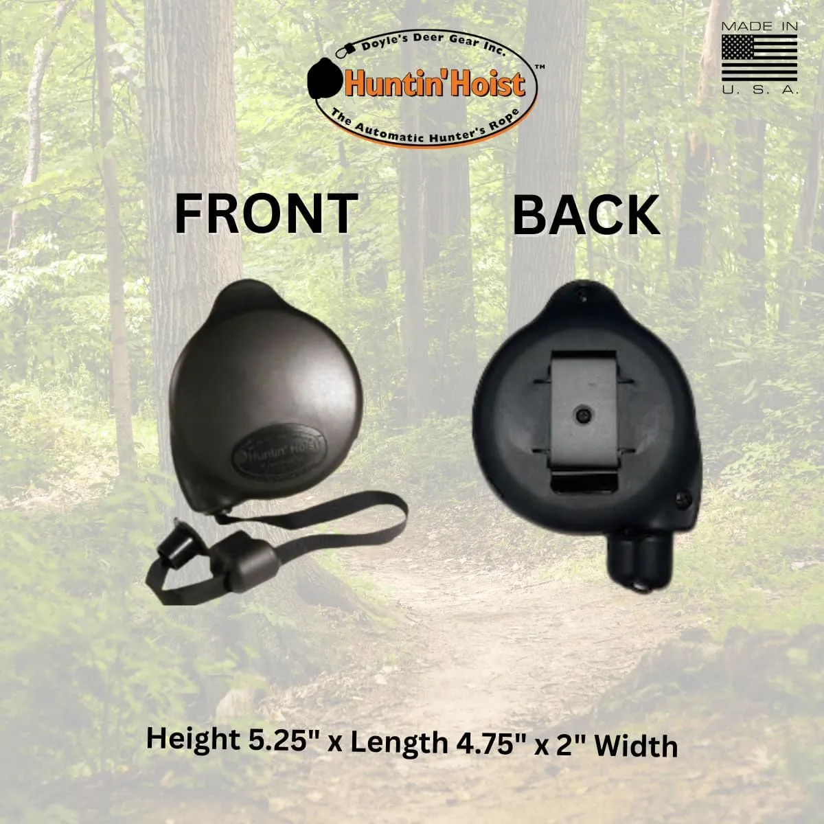 Doyle’s Deer Gear Huntin Hoist | Retractable Bow Hoist for Deer Hunting | Ascending Accessory for Saddle hunting, Elevated Tree Stands, and Deer Blinds | 30 Feet of Nylon Strap
