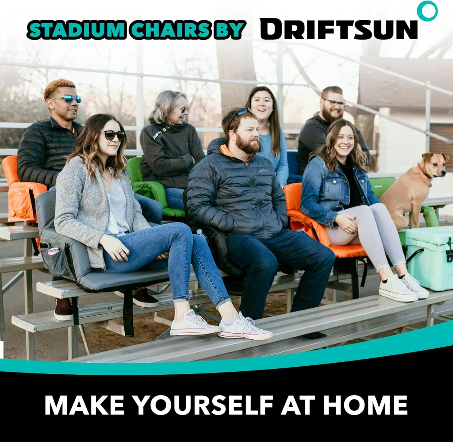 Driftsun 2 Pack Extra Wide Stadium Seats with Back Support - Deluxe Foldable Stadium Chairs for Bleachers - Folding Waterproof Sport Chair - Easy to Transport