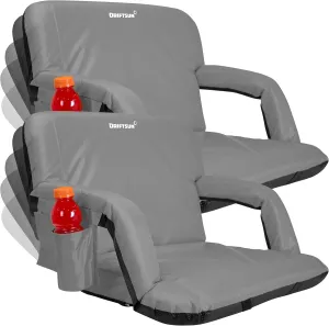 Driftsun 2 Pack Extra Wide Stadium Seats with Back Support - Deluxe Foldable Stadium Chairs for Bleachers - Folding Waterproof Sport Chair - Easy to Transport