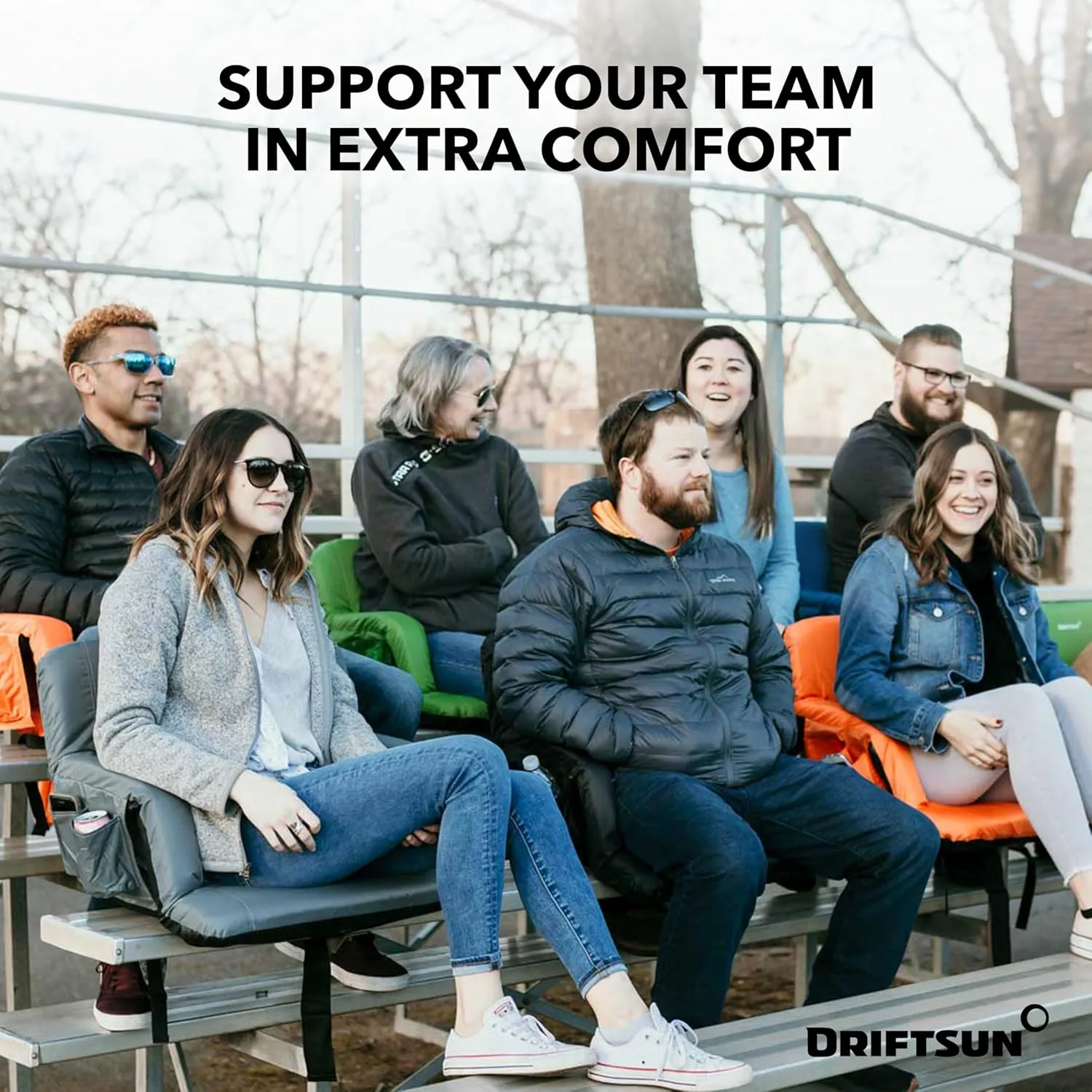 Driftsun Extra Wide Stadium Seats with Back Support - Deluxe Foldable Stadium Chairs for Bleachers - Folding Waterproof Sport Chair - Easy to Transport