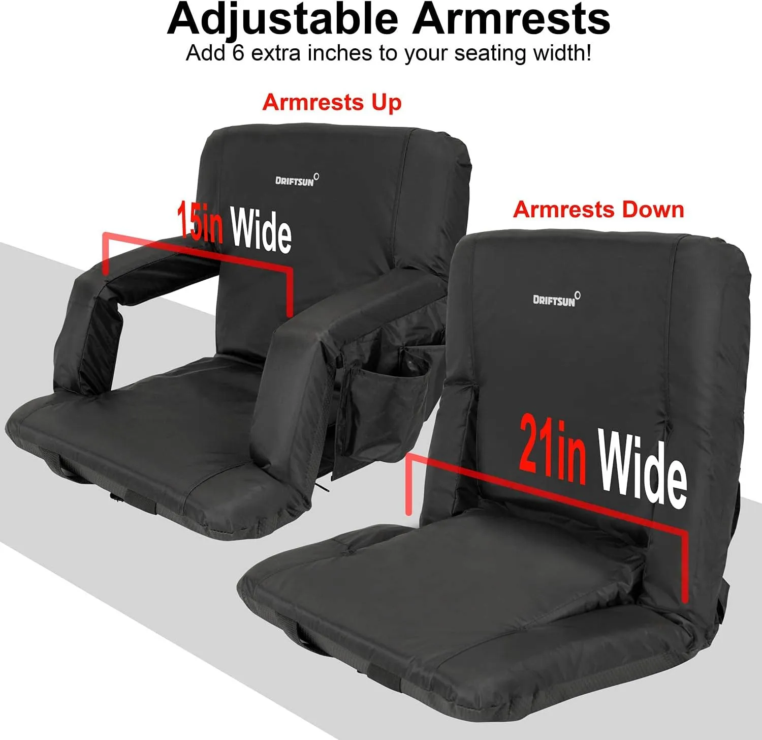 Driftsun Heated Stadium Seats with Back Support, Heated Bleacher Seat, Padded Heated Stadium Seats with Backs, Waterproof Heated Chairs Outdoor Sports