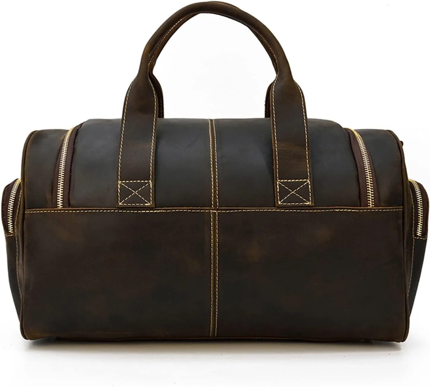 Duffle Bag Men's Leather Travel Bags Vintage Luggage Bags for Travel, Workout(Dark brown)
