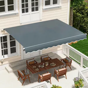 DWVO 13'×10' Patio Retractable Awning Outdoor Sun Shade Shelter Cover Awnings w/Manual Crank Handle for Deck, Backyard, Balcony, Garden, Shop, Restaurant